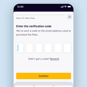 Enter the verification code screen in step 1