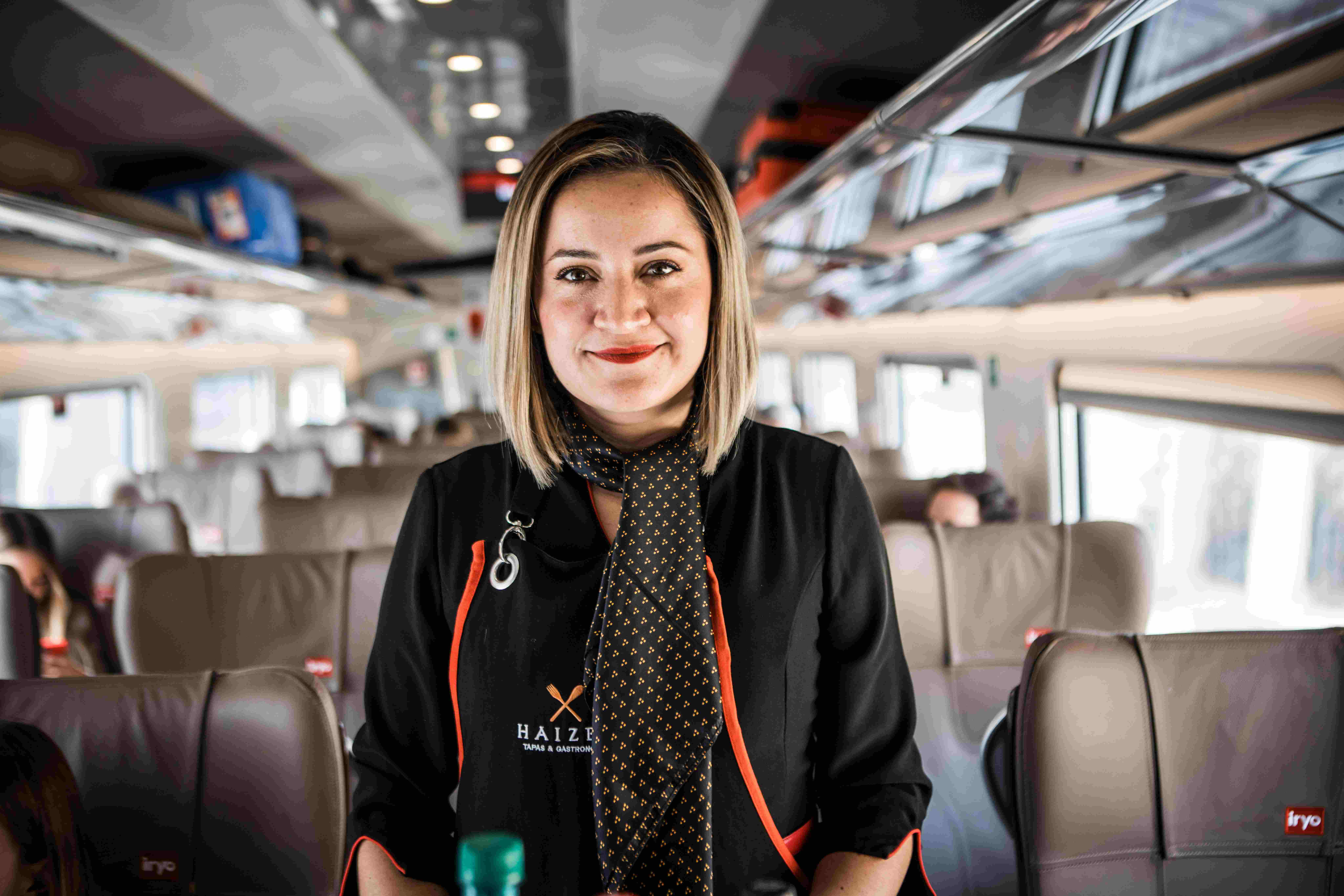 An Iryo train employee inside the train 
