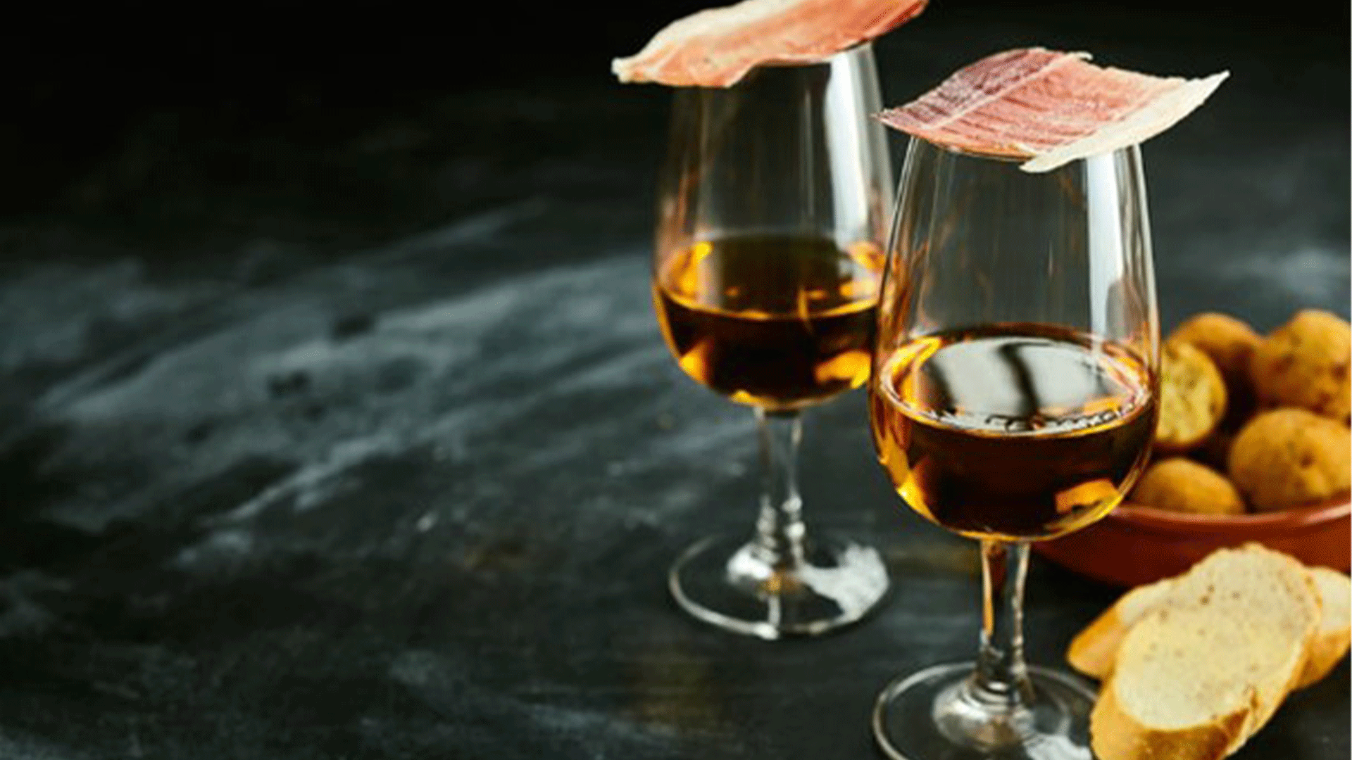 sherry-glasses-ham-bread