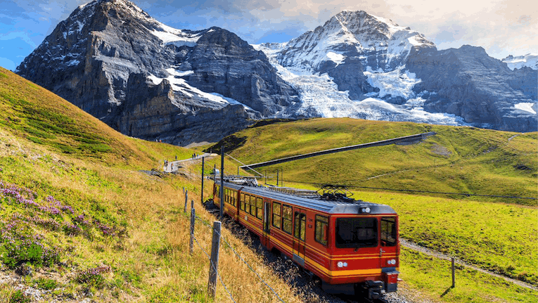 switzerland-electric-red-train-jungfraujoch-station