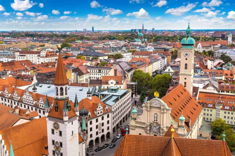 Bird's eye view of Munich, Germany 