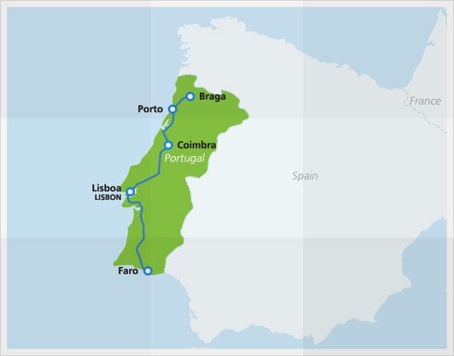 Mapa con la ruta del Alfa Pendular