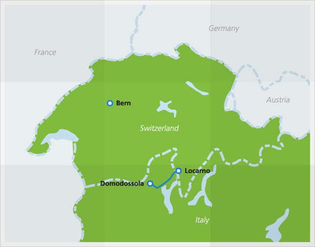 Mappa con la tratta della Ferrovia delle Centovalli