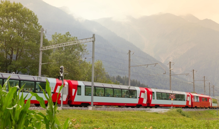 Gletsjer Express op een mistige dag