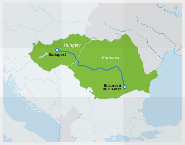 Karte der Strecke des Euronight Ister