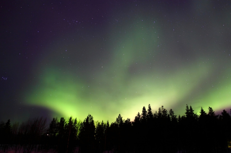 Aurora boreal en la Laponia finlandesa