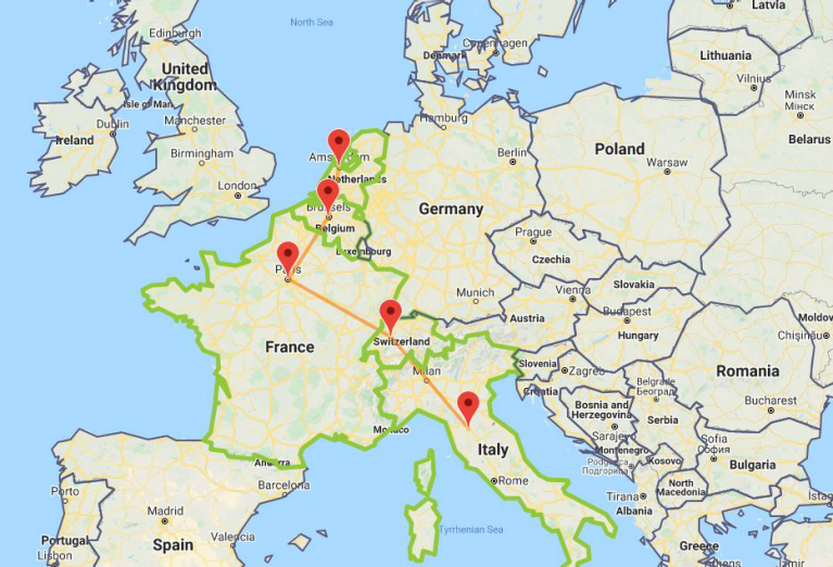 Amsterdam-florence-route