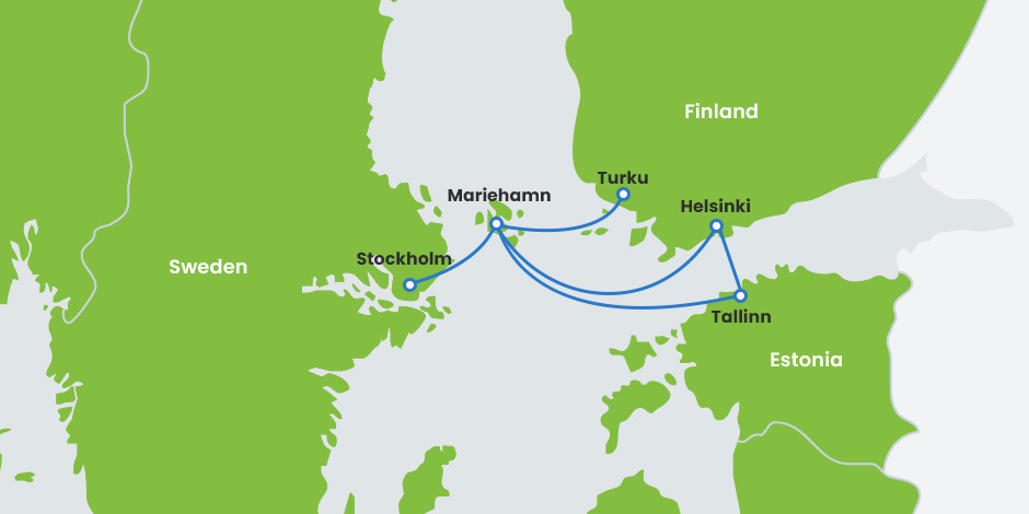 Carte des itinéraires des ferries Tallink Silja
