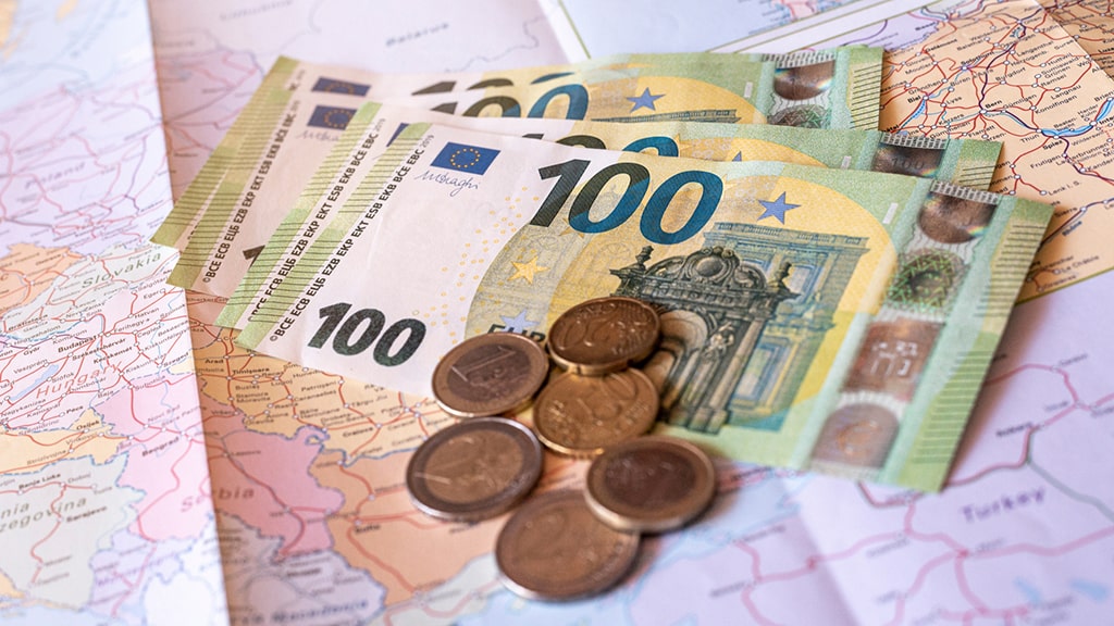 Make a budget - money on the Interrail railway network map