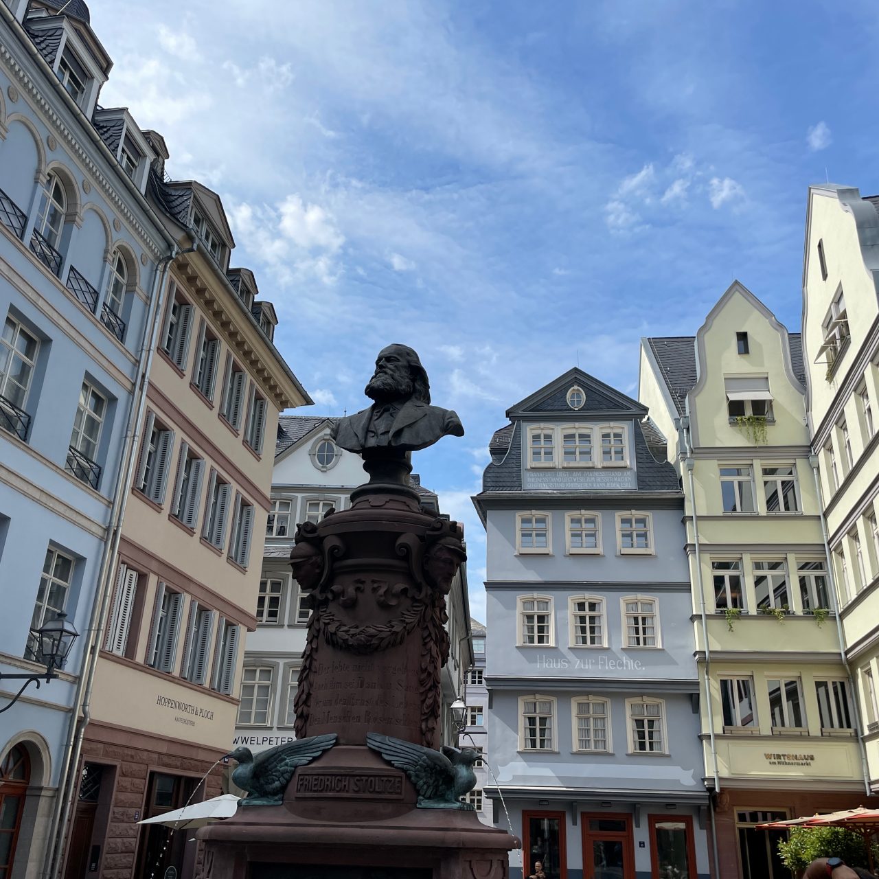 Colorful building facades of the "New Old Town" in Frankfurt, Germany