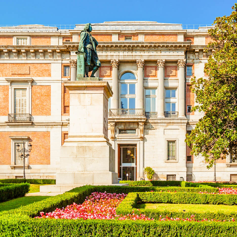 The Prado Museum shot from outside on a sunny day.